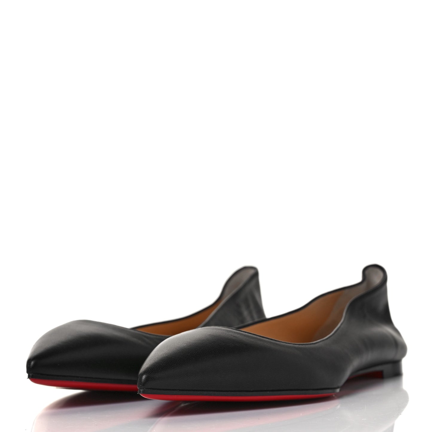 Shiny Nappa Ballalla Flats 37.5 Black