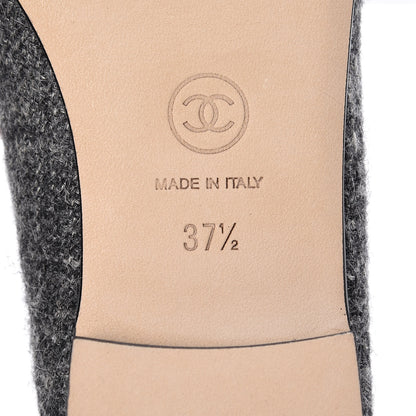 Chanel Tweed Grosgrain Cap Toe Ballerina Flats 37.5 Dark Grey Black 6 of 13