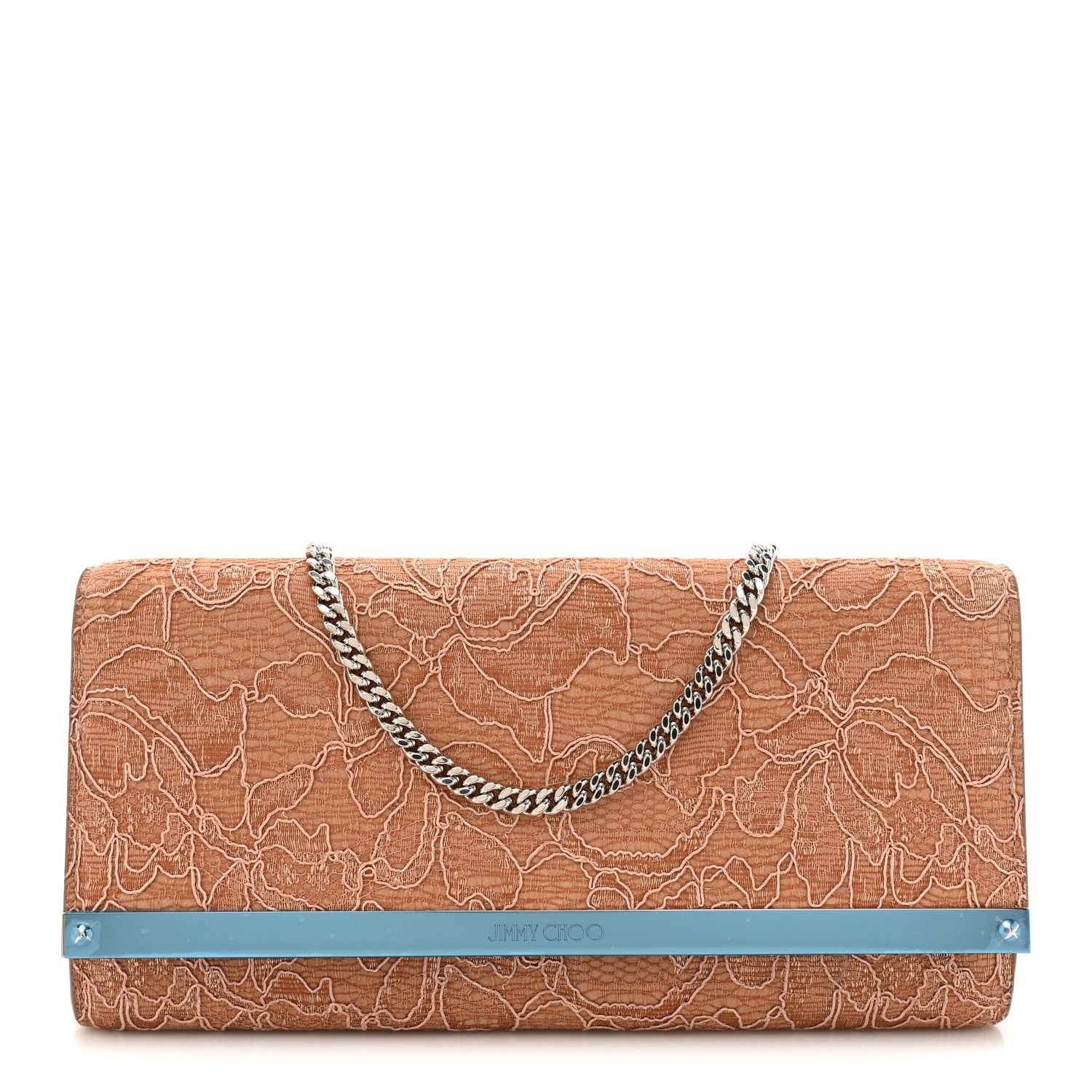 Jimmy Choo Lace Milla Wallet on Chain Powder Pink 1 of 11