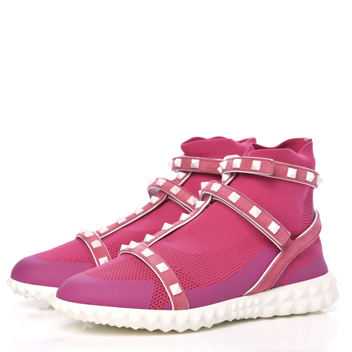 Body Tech Knit Free Rockstud Sock High Top Sneakers 37 Shadow Pink Optic White