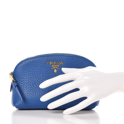 Prada Vitello Daino Cosmetic Pouch Azzurro 2 of 7