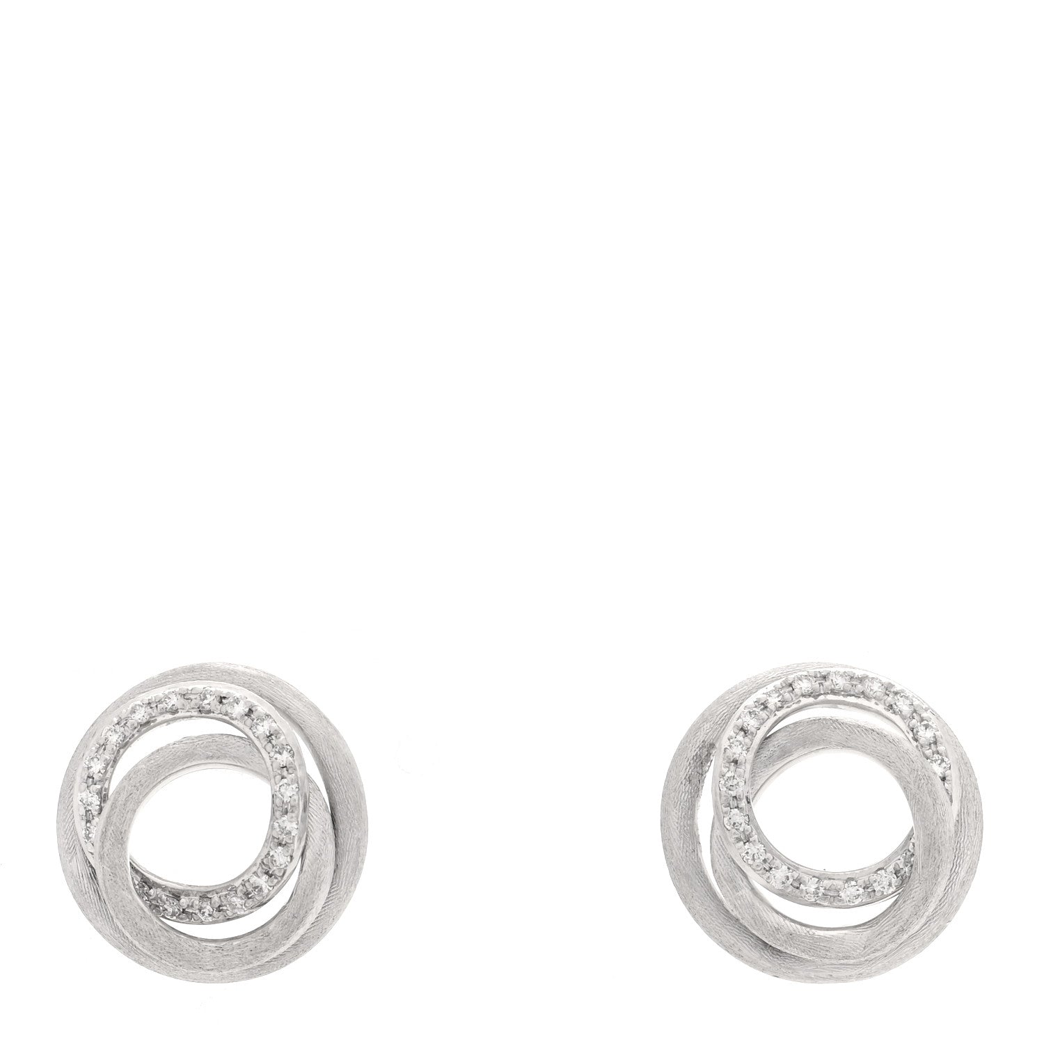 Marco Bicego 18K White Gold Diamond Jaipur Link Stud Earrings 1 of 5
