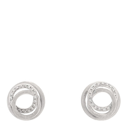 Marco Bicego 18K White Gold Diamond Jaipur Link Stud Earrings 1 of 5