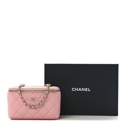 Chanel Caviar Quilted Small Vanity Case With Chain Pink 12 of 12