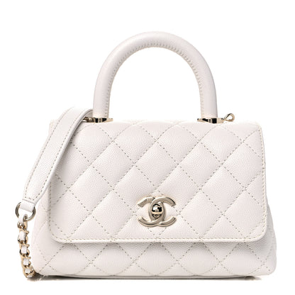 Chanel Caviar Quilted Extra Mini Coco Handle Flap White 1 of 12