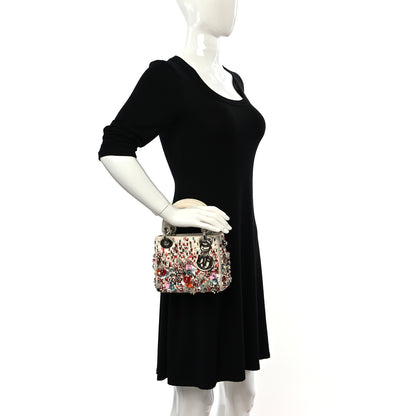 Christian Dior Satin Lambskin Sequin Embroidered Mini Lady Dior White Multicolor 2 of 14