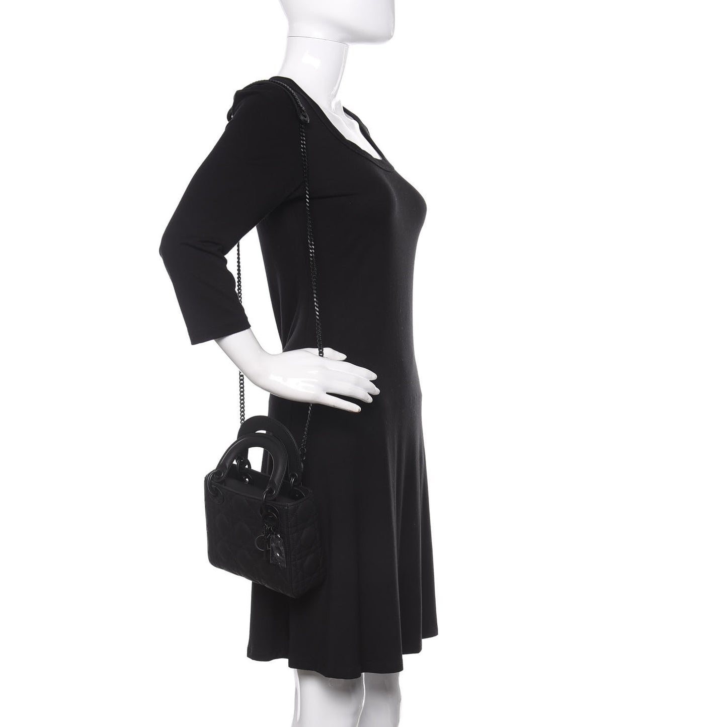 Ultra Matte Calfskin Cannage Mini Lady Dior Black