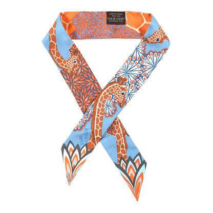 Hermes Silk The Three Graces Twilly Bleu Jean Orange Rouille 1 of 4