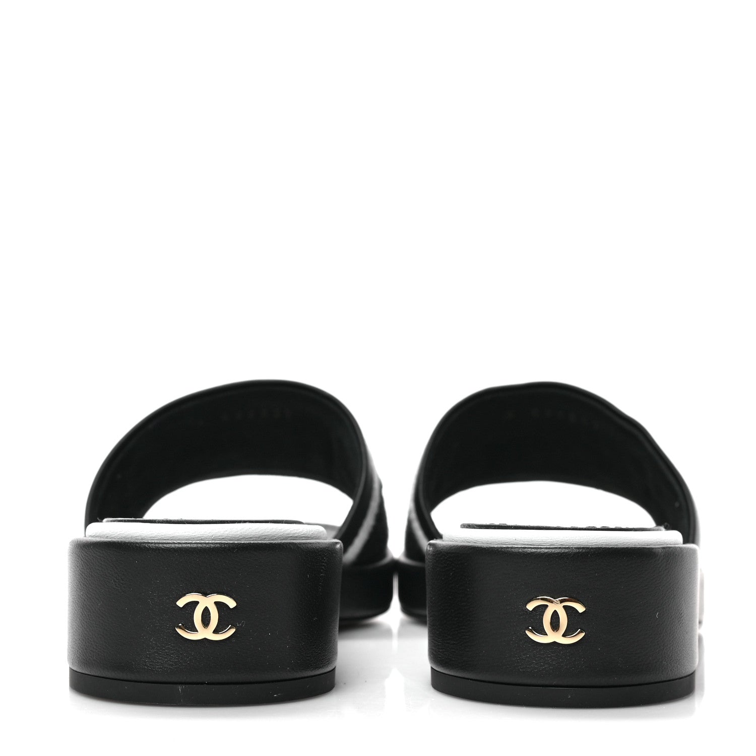 Chanel Lambskin Embroidered CC Mule Sandal 36 Black White 5 of 8
