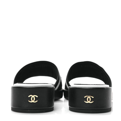Chanel Lambskin Embroidered CC Mule Sandal 36 Black White 5 of 8