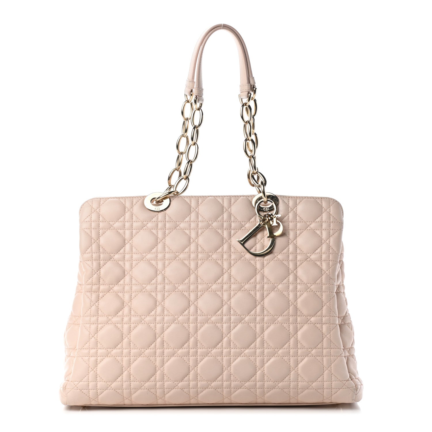 Christian Dior Lambskin Cannage Large Dior Soft Shopping Tote Beige Light Pink 1 of 10
