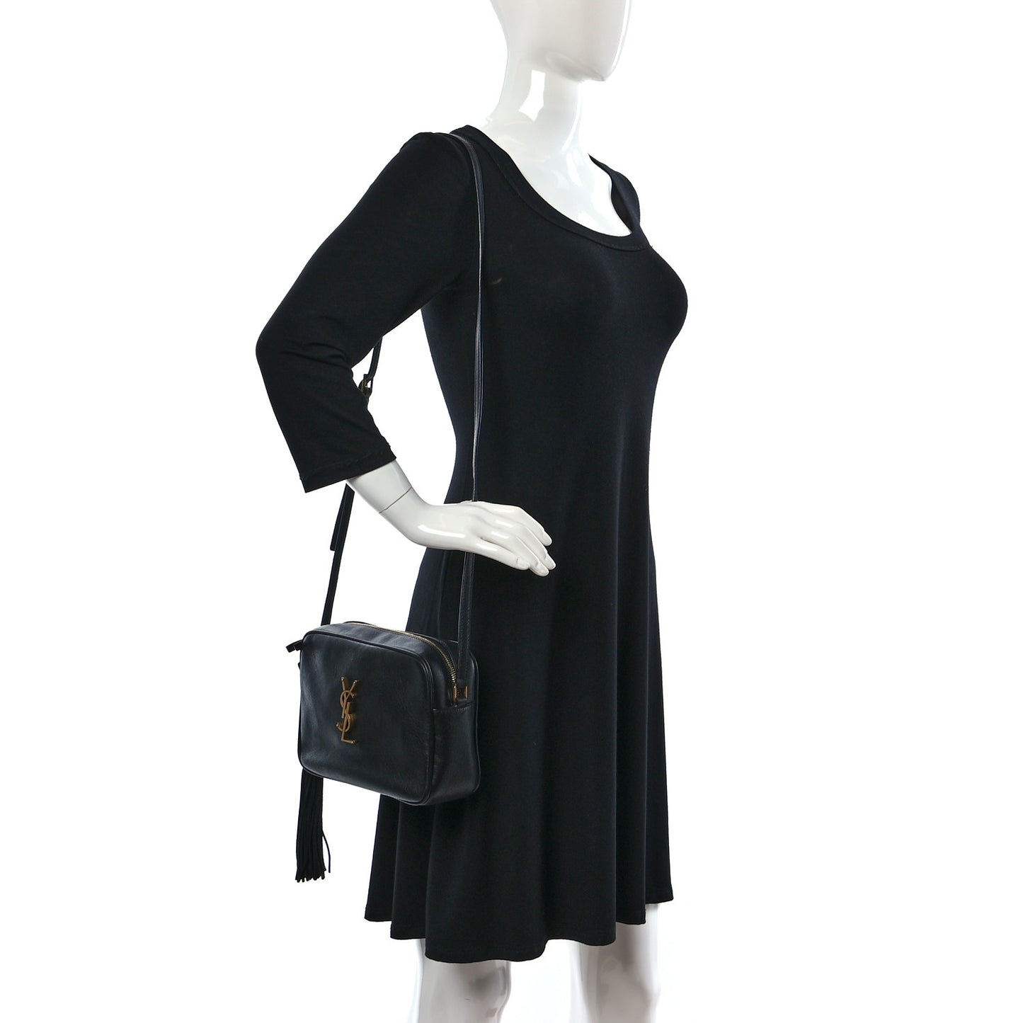 Grained Lambskin Monogram Lou Camera Bag Black