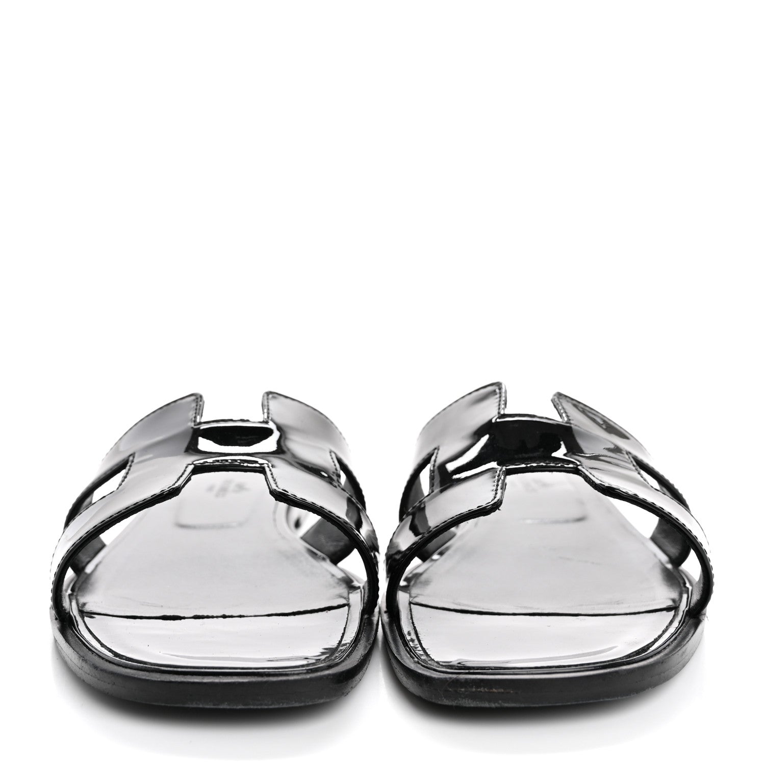 Hermes Patent Oran Sandals 39 Black 3 of 13