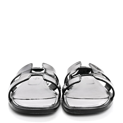 Hermes Patent Oran Sandals 39 Black 3 of 13