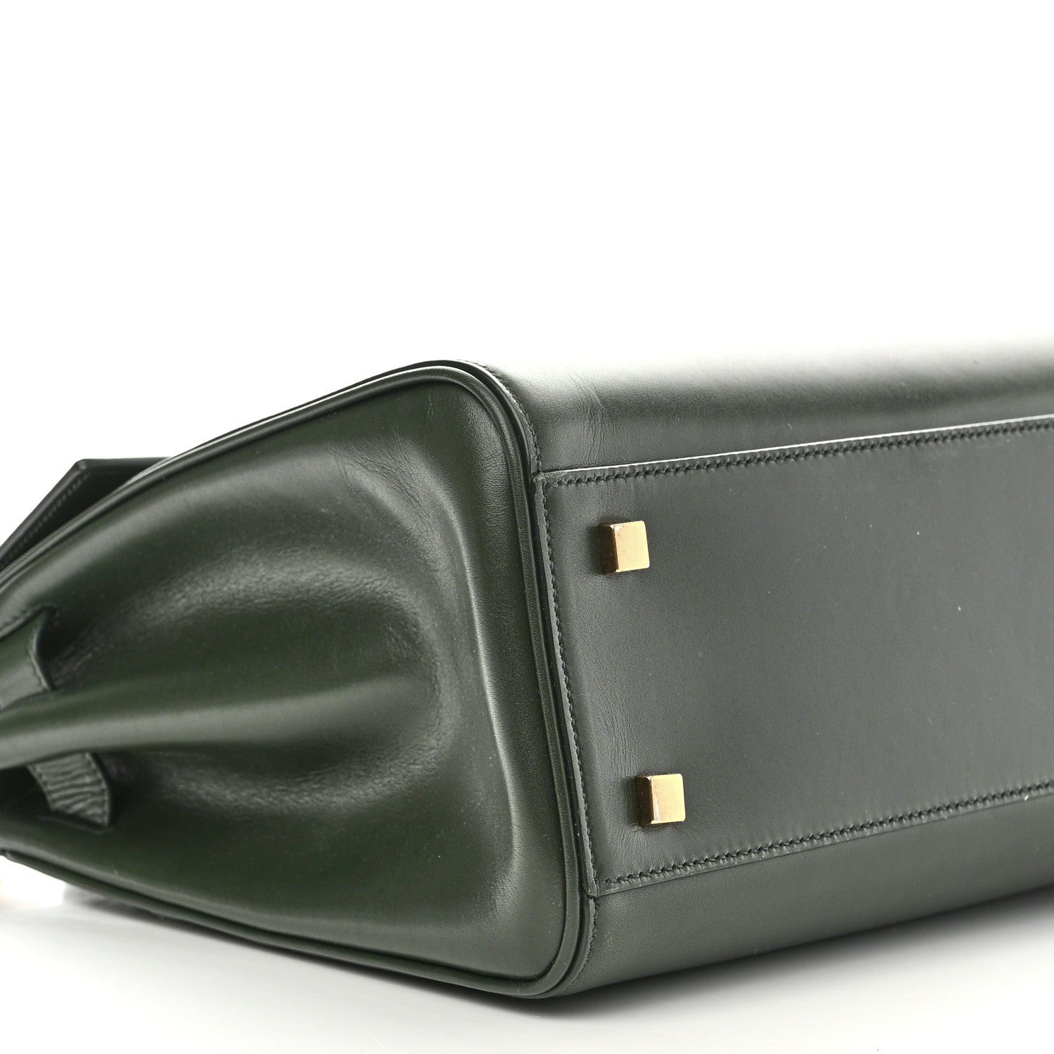 Saint Laurent Shiny Calfskin Le Fermoir Top Handle Bag Dark Green 8 of 9
