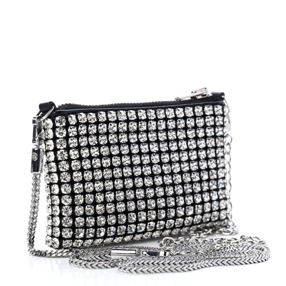 Alexander Wang Mesh Crystal Rhinestone Nano Heiress Shoulder Bag Black Silver 2 of 4