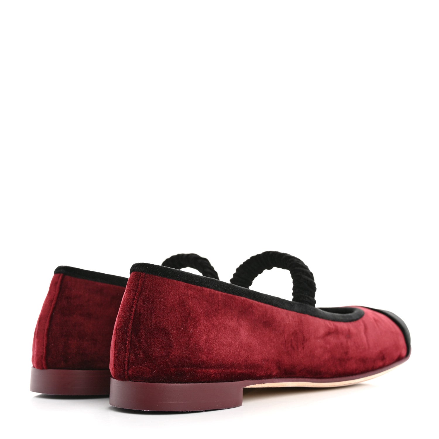 Chanel Velvet Mary Jane Flats 38 Burgundy Black 5 of 10