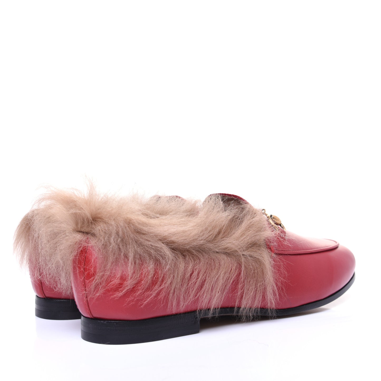 Malaga Kid Fur Womens Jordaan Loafers 38 Hibiscus Red Natural
