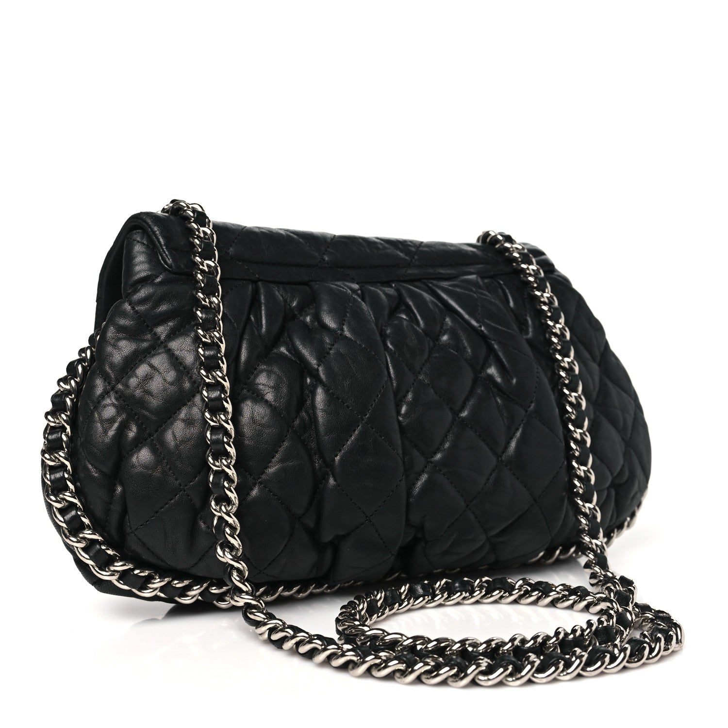 Chanel Washed Lambskin Quilted Medium Chain Around Messenger Black 3 of 10