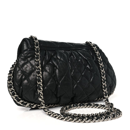 Chanel Washed Lambskin Quilted Medium Chain Around Messenger Black 3 of 10