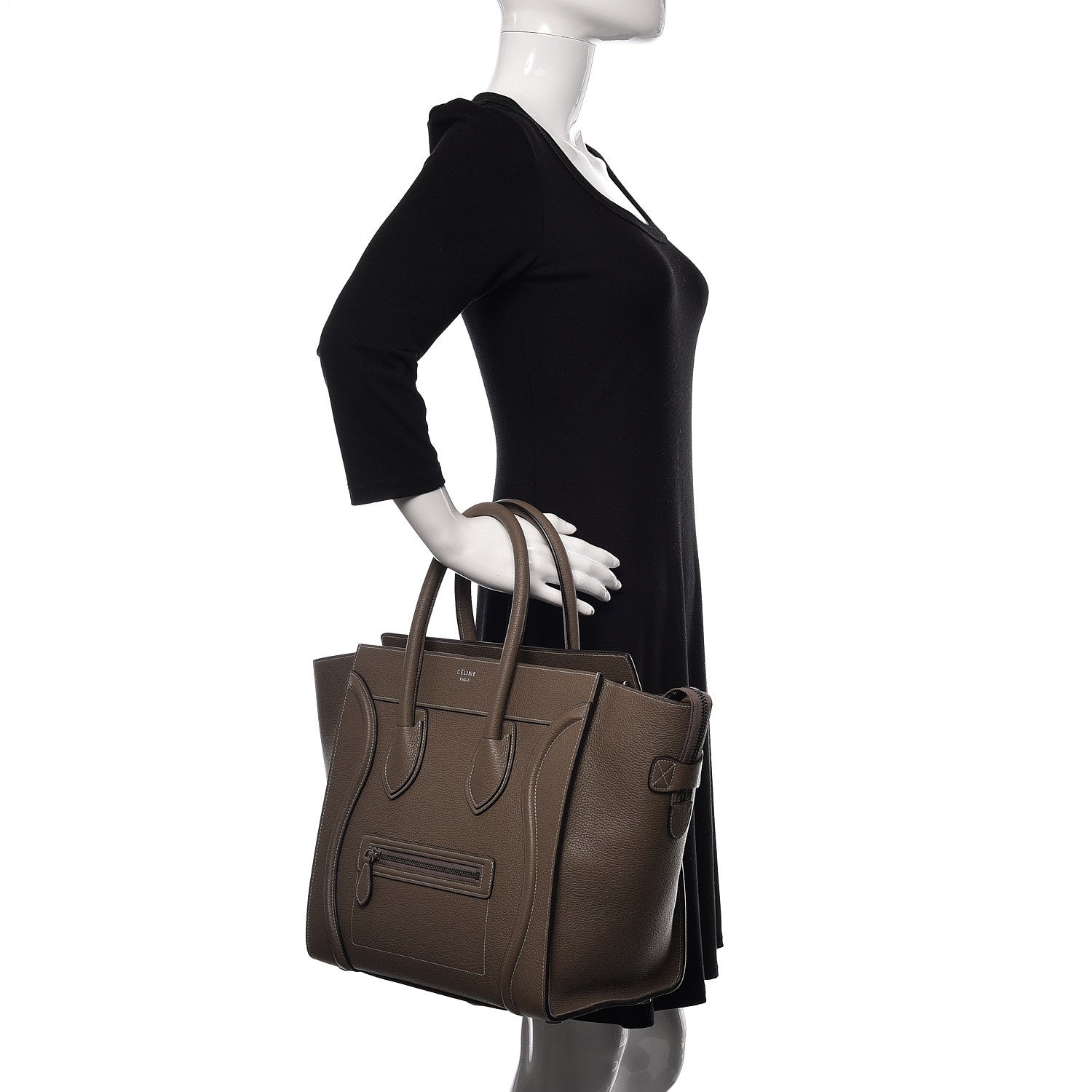 Celine Drummed Calfskin Mini Luggage Souris 2 of 10