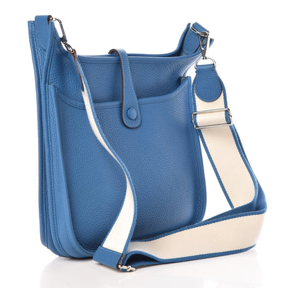 Hermes Taurillon Clemence Amazone Evelyne III PM Mykonos White 3 of 10