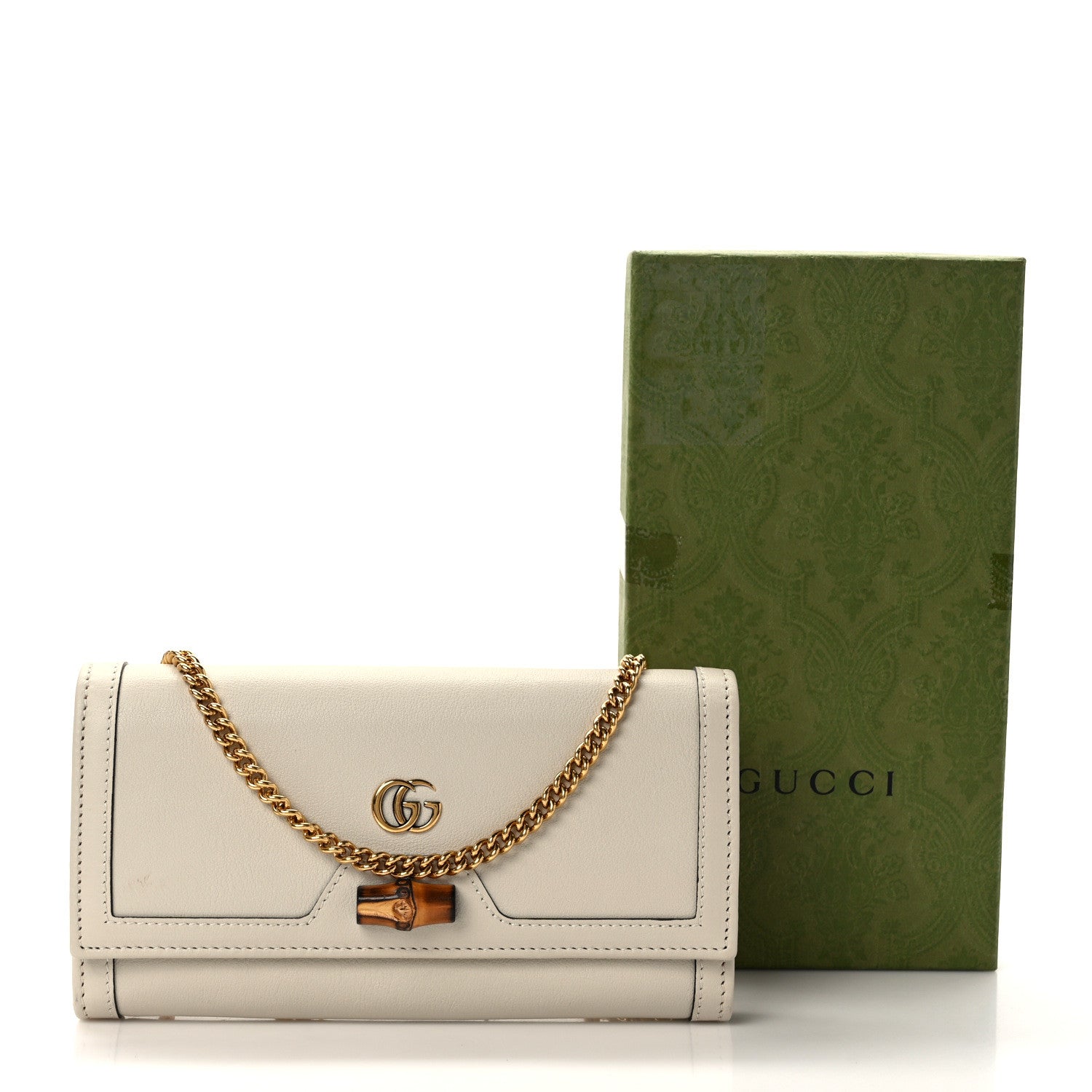 Gucci Wonka Grain Calfskin Diana Chain Wallet Mystic White 12 of 12