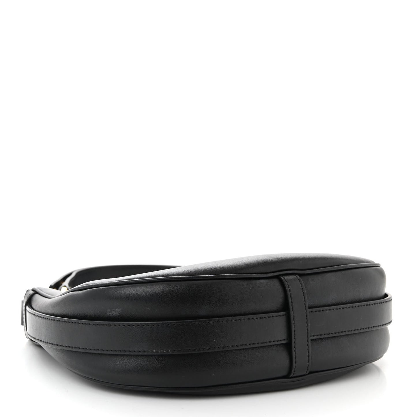 Smooth Calfskin Medium Strap Ava Shoulder Bag Black