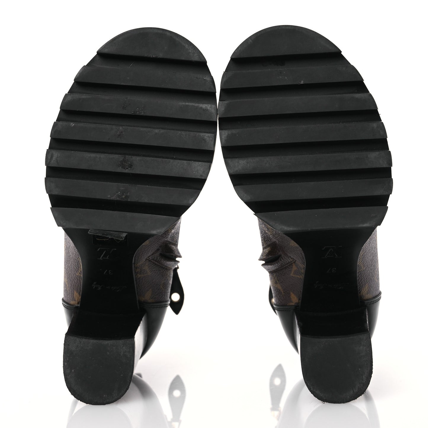 Patent Calfskin Monogram Star Trail Ankle Boots 37 Black