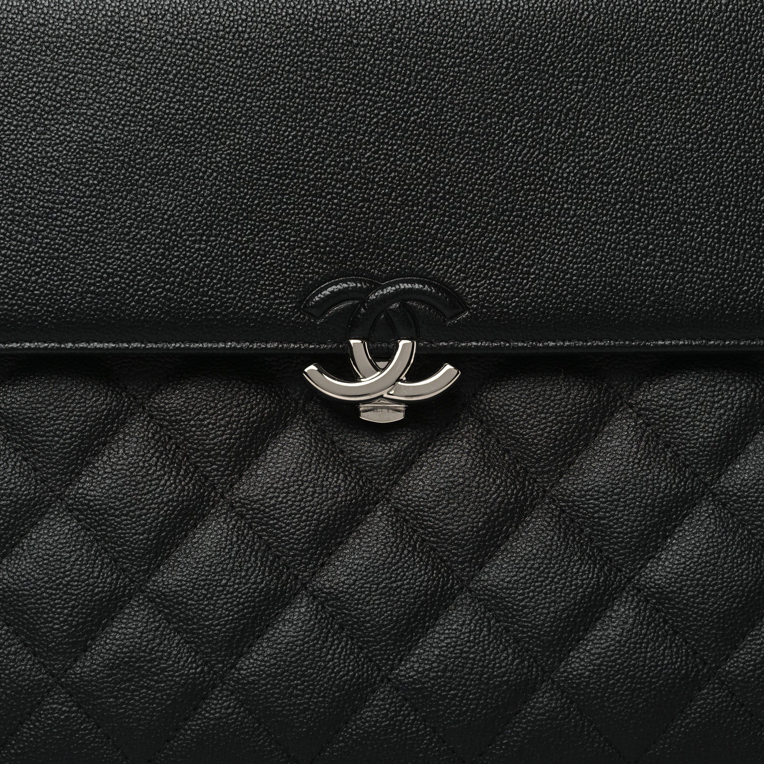 Chanel Grained Calfskin Quilted CC Box Pouch Black 9 of 12