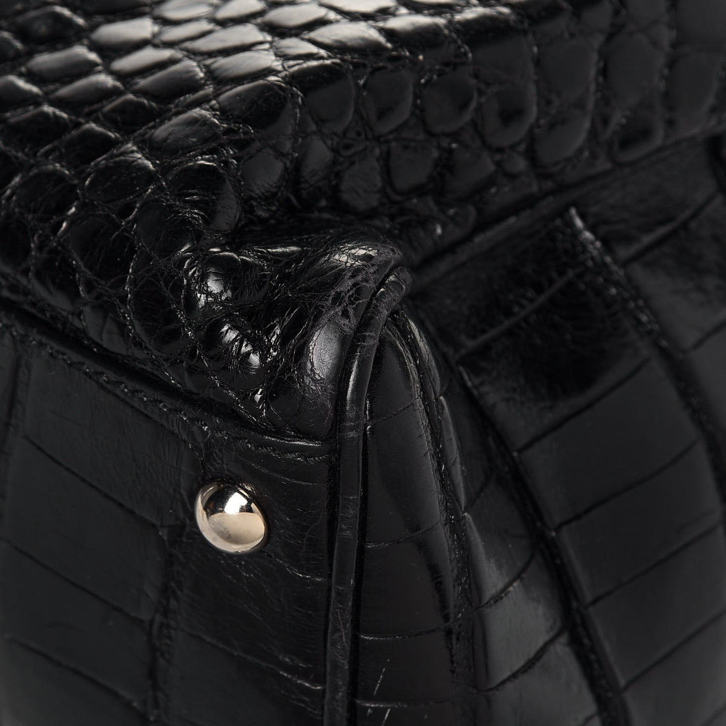 Crocodile Peggy Braided Tote Black