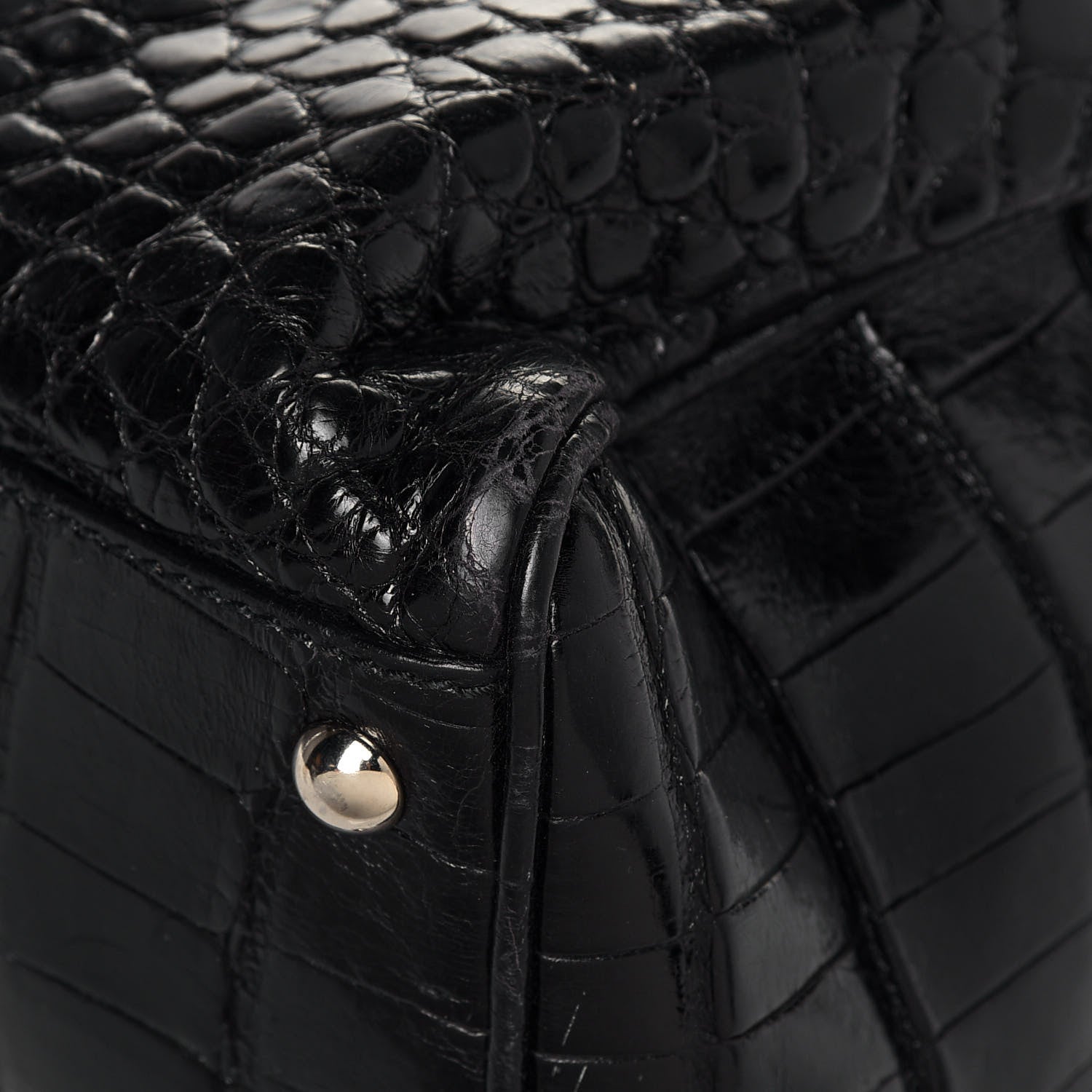 Gucci Crocodile Peggy Braided Tote Black 12 of 15