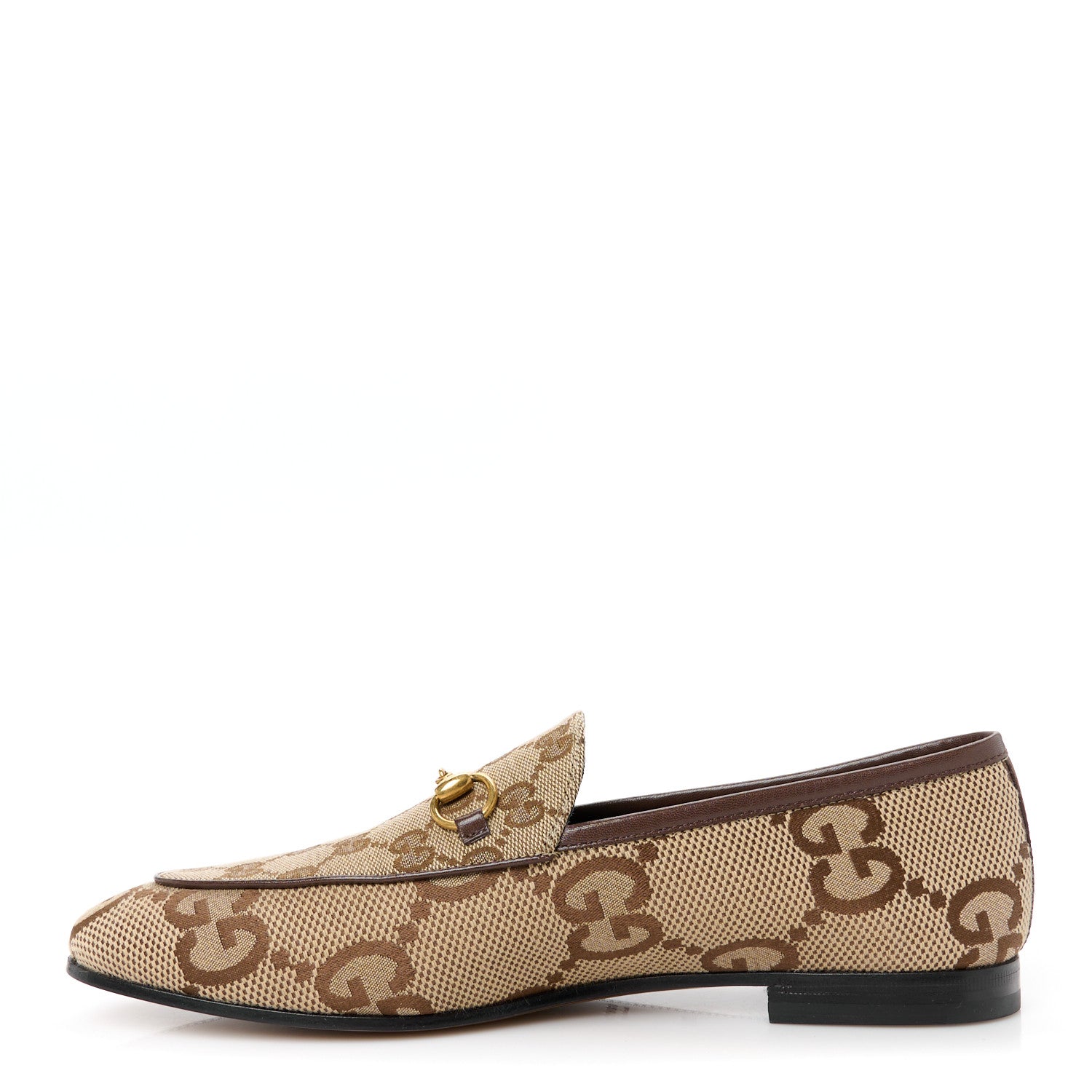 Gucci Monogram Jumbo GG Malaga Kid Horsebit Womens Jordaan Loafers 39.5 Camel Ebony New Acero Beige 1 of 10