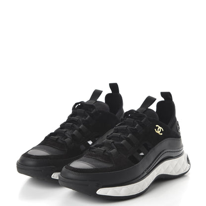 Chanel Fabric Calfskin Suede CC Sneakers 39 Black 3 of 9
