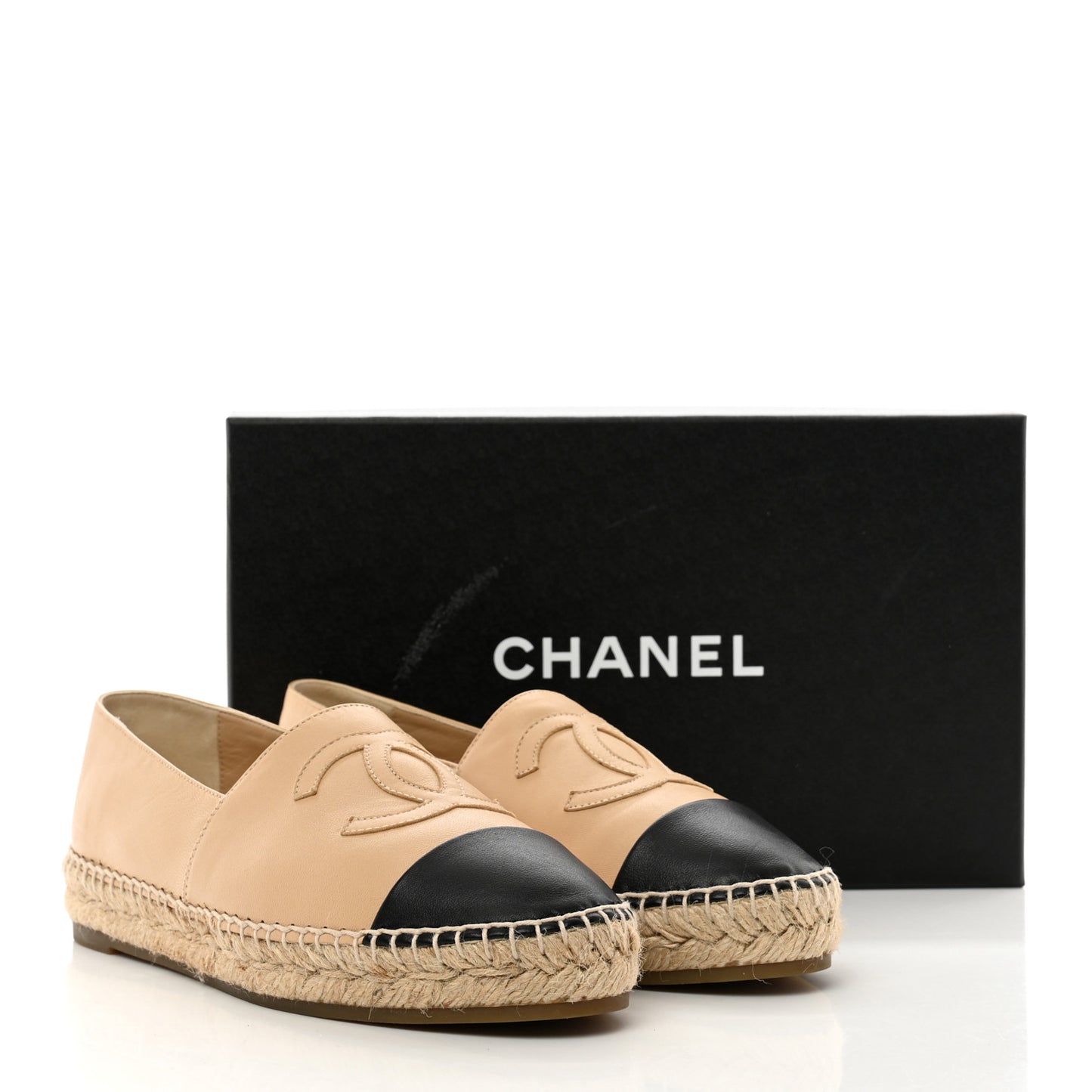 Lambskin CC Espadrilles 38 Beige Black
