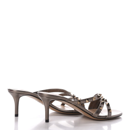 Valentino Garavani Metallic Nappa Rockstud 60mm Slide Sandals 36.5 Sasso 4 of 8