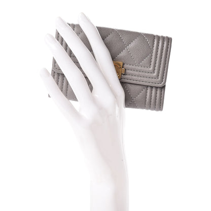 Chanel Caviar Quilted Boy Card Holder Wallet Grey 2 of 11