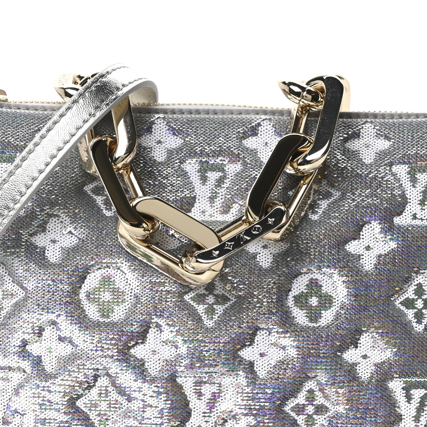 Louis Vuitton Satin Sequin Embroidered Monogram Coussin BB Silver 7 of 9