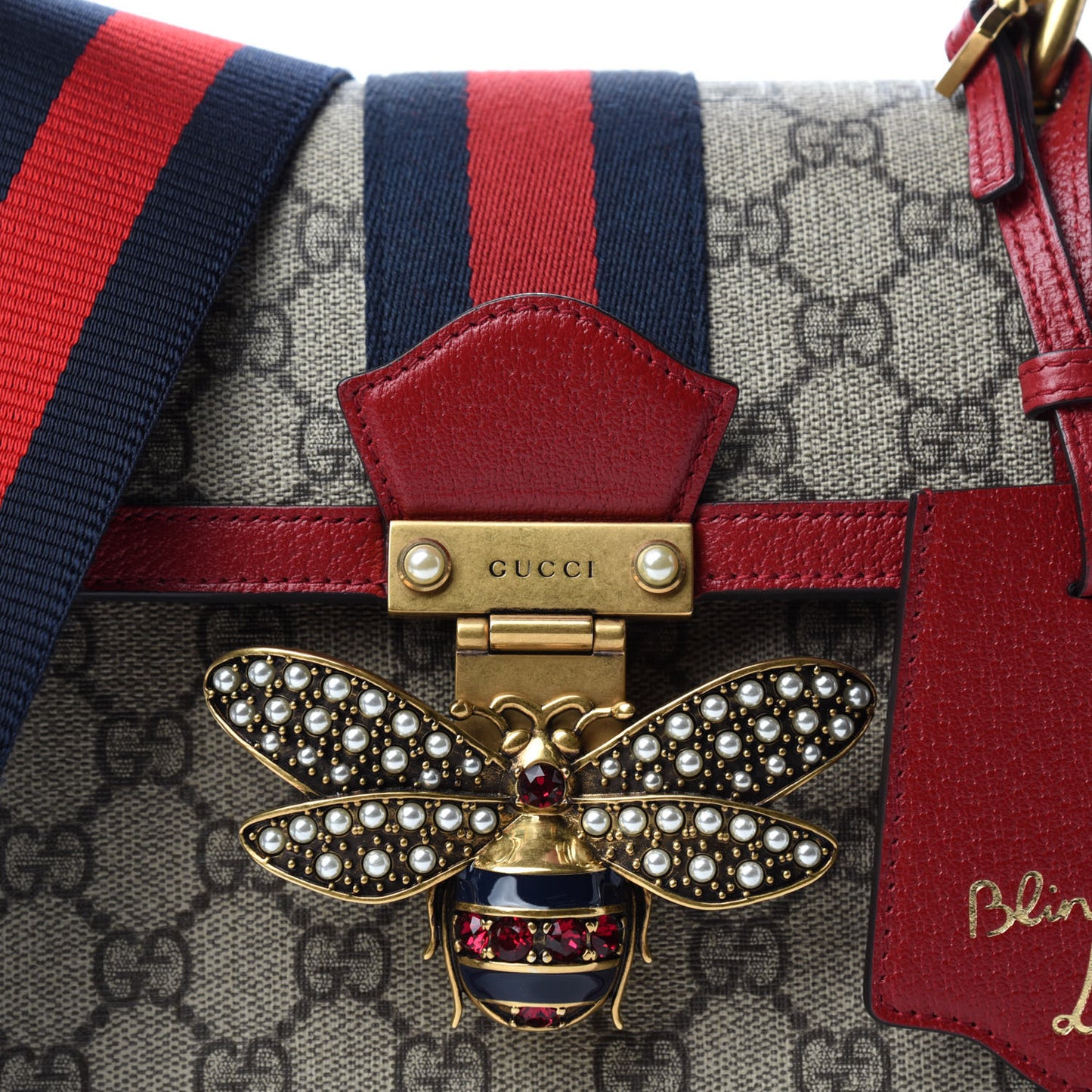 GG Supreme Monogram Small Queen Margaret Top Handle Bag Red