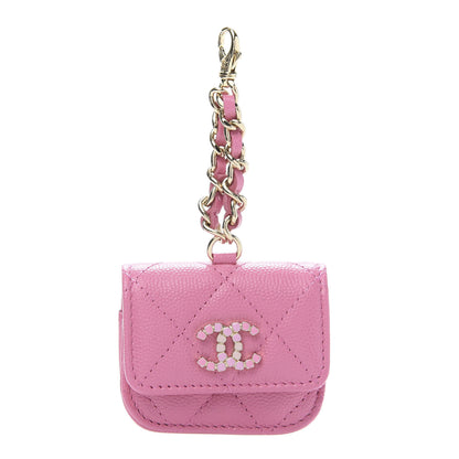 Chanel Caviar Quilted Crystal CC Airpods Pro Case Pink 1 of 9