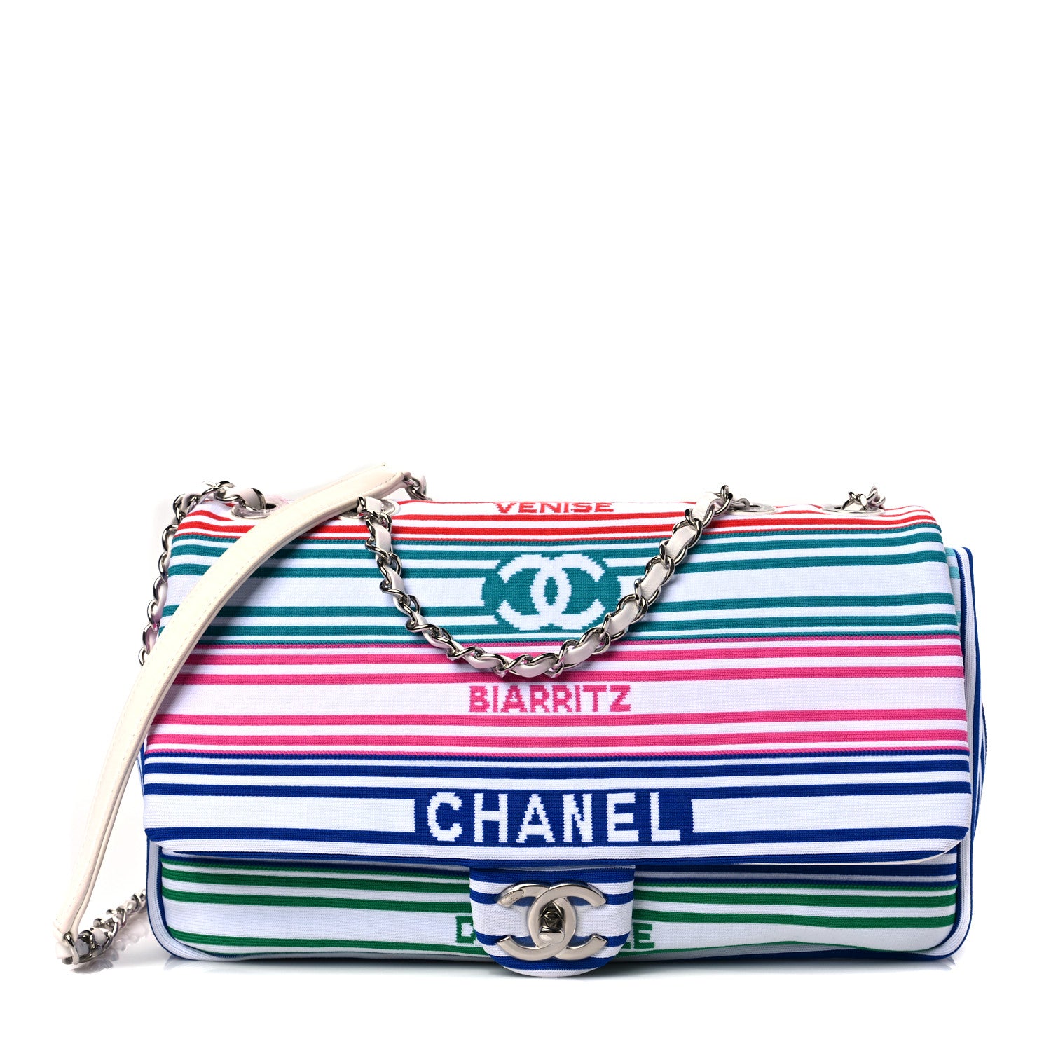 Chanel Mixed Fibers Lambskin Venise Biarritz Flap Bag Multicolor White 1 of 8