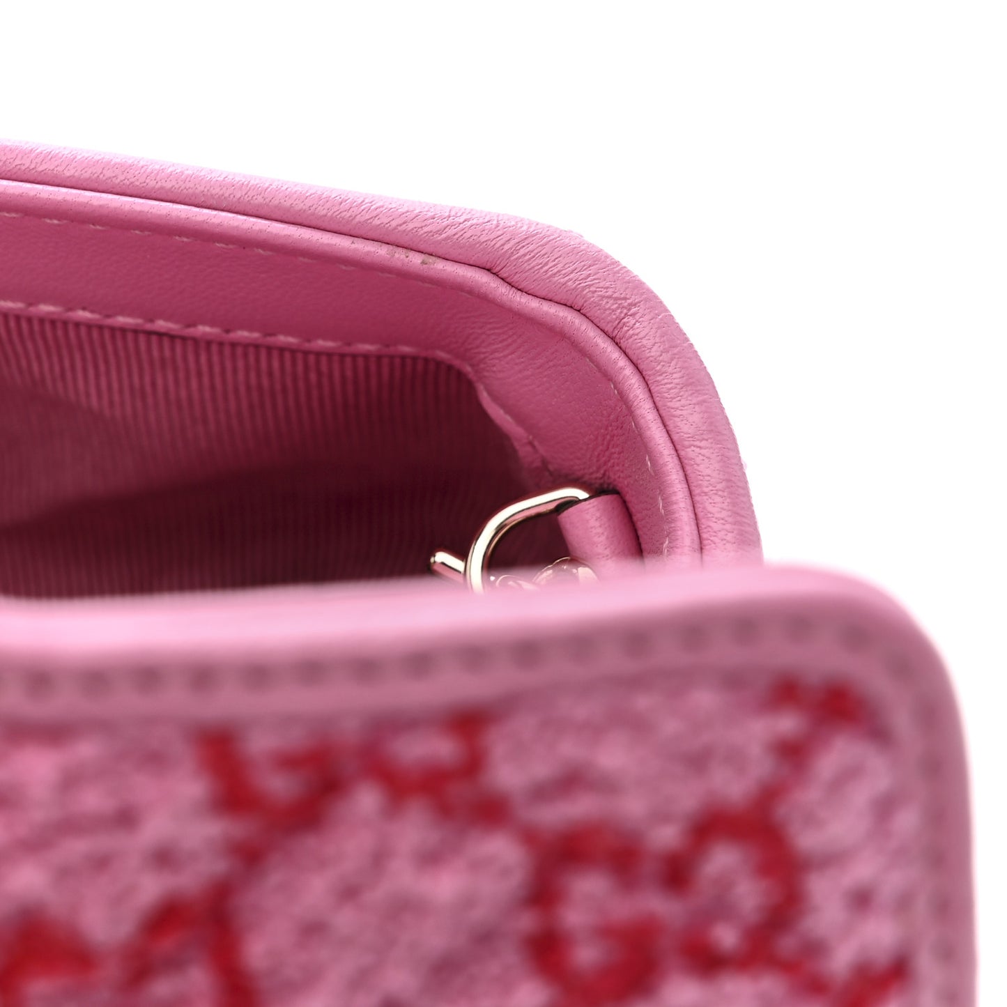 Tweed GG Monogram Mini GG Marmont Shoulder Bag Pink Red
