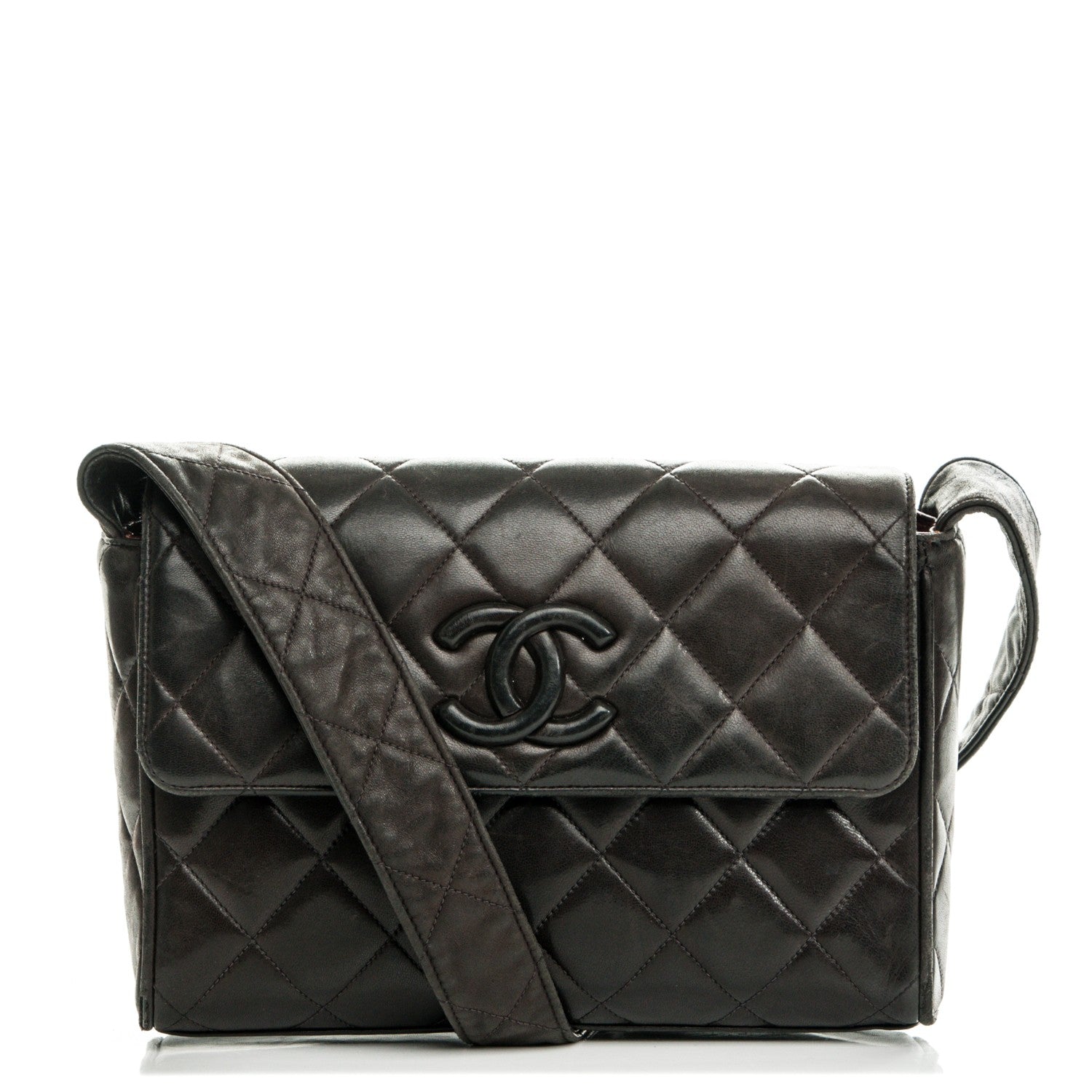 Chanel Lambskin Quilted CC Flap Shoulder Bag Dark Brown 1 of 8