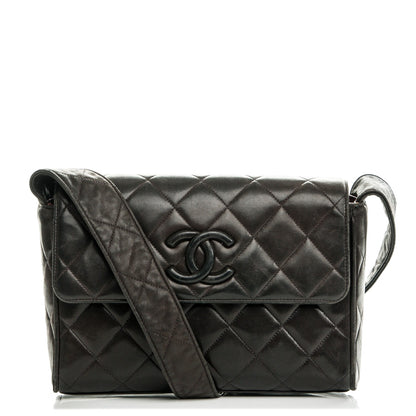 Chanel Lambskin Quilted CC Flap Shoulder Bag Dark Brown 1 of 8
