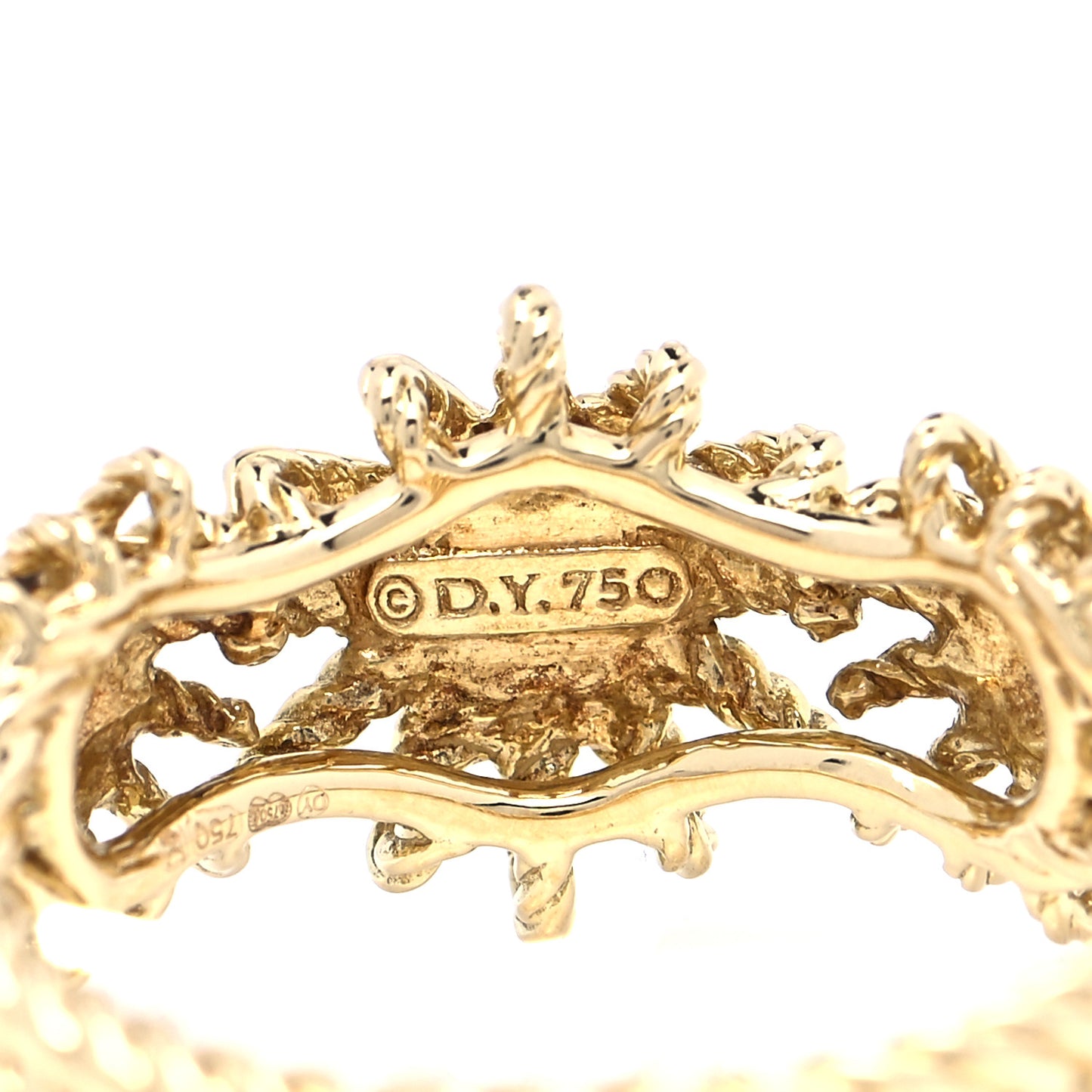 18K Yellow Gold Diamond Starburst Three Station Ring 49 4.75
