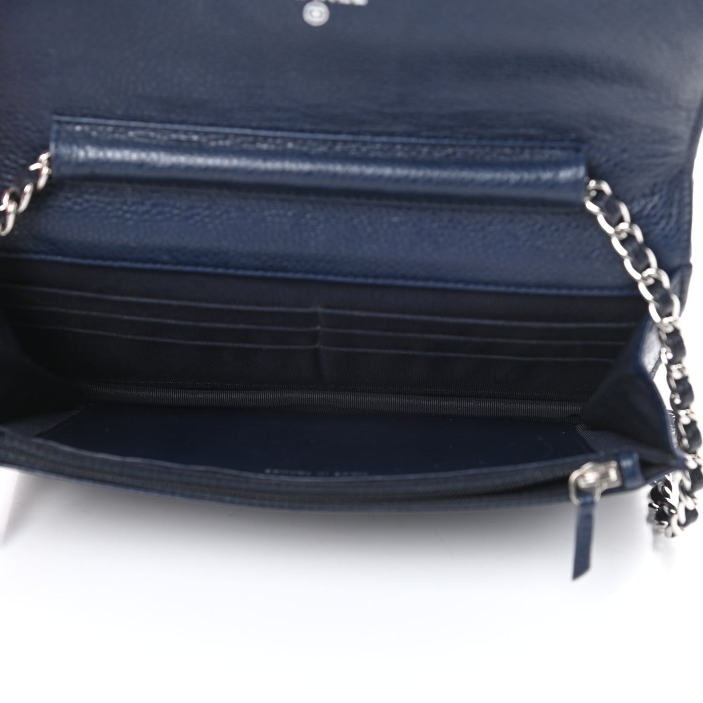 Caviar Quilted Wallet On Chain WOC Navy Blue