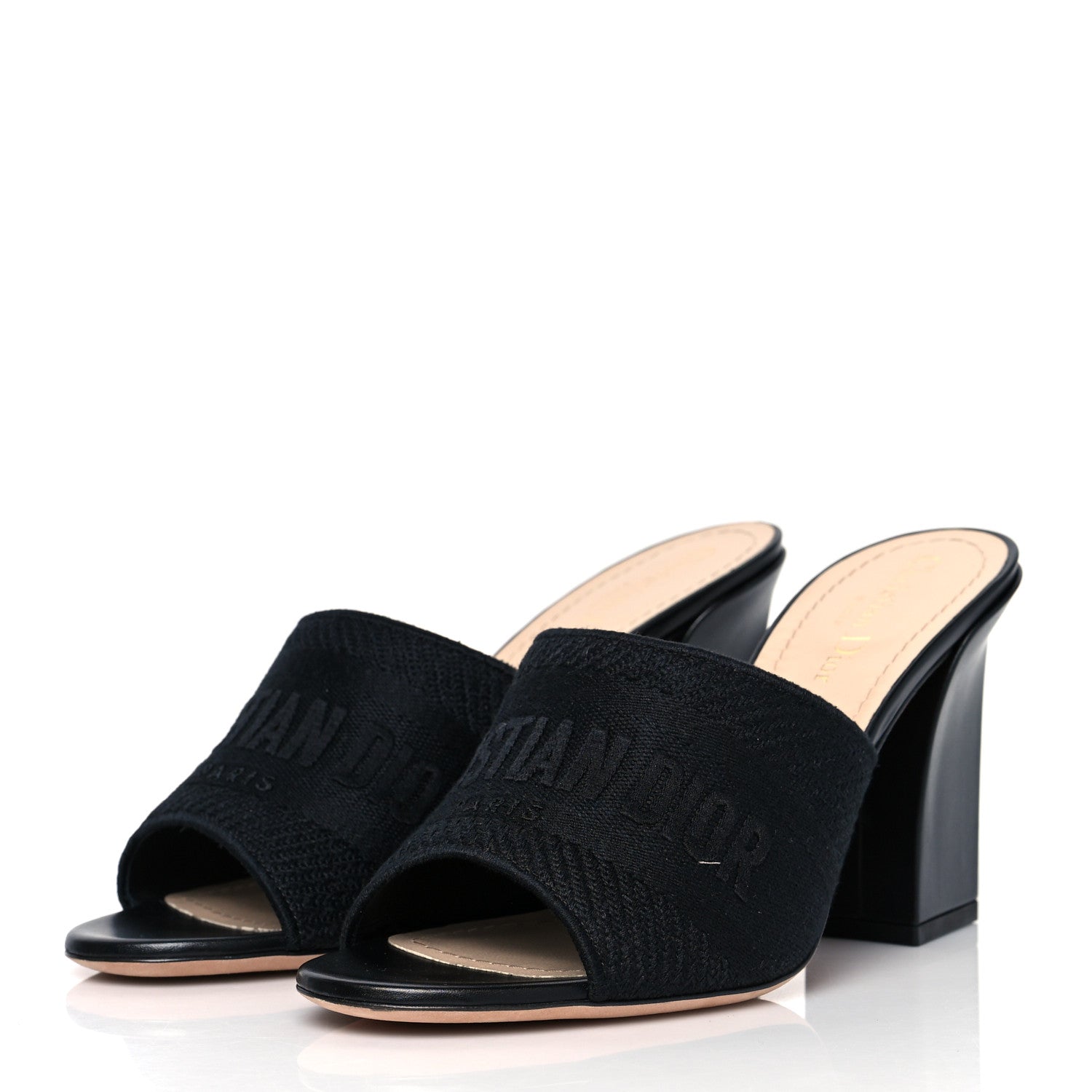 Christian Dior Cotton Embroidered Dway 85mm Slide Sandals 40 Black 3 of 8