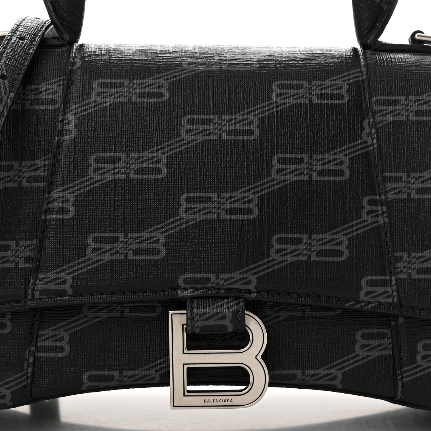 Coated Canvas BB Monogram Small Hourglass Top Handle Bag Black Grey