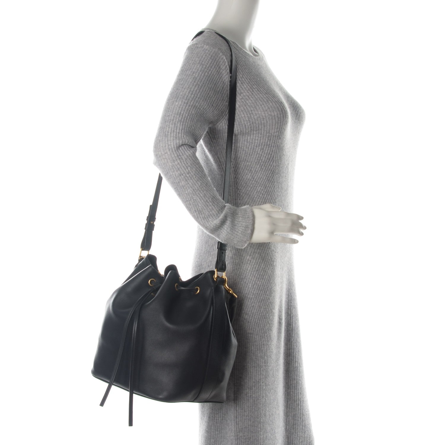 Saint Laurent Calfskin Large Emmanuelle Bucket Bag Black 2 of 7