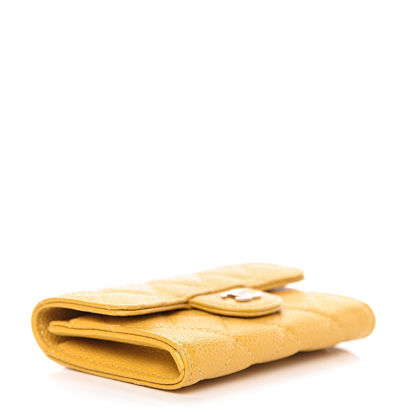 Caviar Quilted Flap Card Holder Yellow